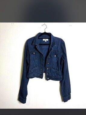 lei Y2k vintage Dark Blue Cropped Denim Jacket Jean Sz XL cotton blend